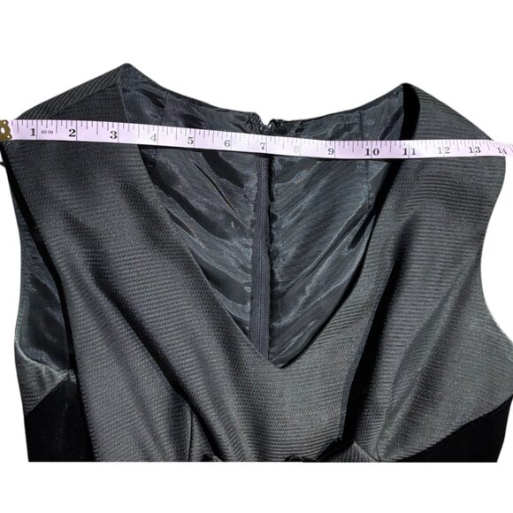 VTG 50s 60s Bonwit Teller Woman's black velvet contrast flower cocktail dress XS - Picture 12 of 12